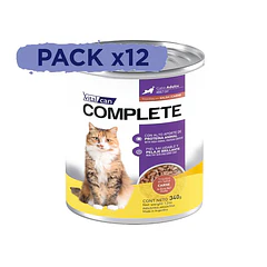 Pack 12 Latas Complete Trocitos En Salsa Carne Gato Adulto 340 Gr