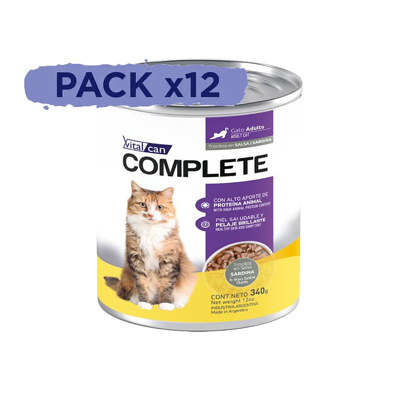 Pack 12 Latas Complete Trocitos En Salsa Sardina Gato Adulto 340 Gr 1