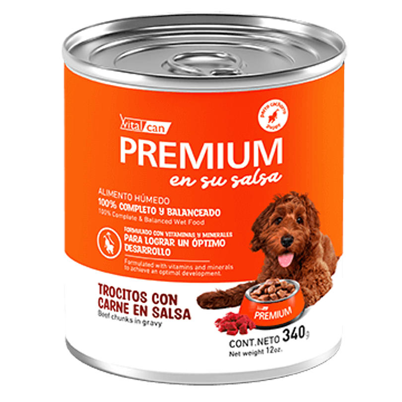 Pack 12 Latas Premium Cachorro En Su Salsa Trocitos De Carne 340 Gr 2