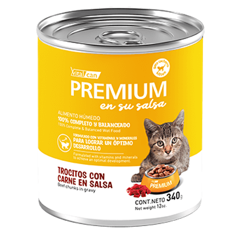 Pack 12 Latas Premium Kitten En Su Salsa Trocitos De Carne 340 Gr 2