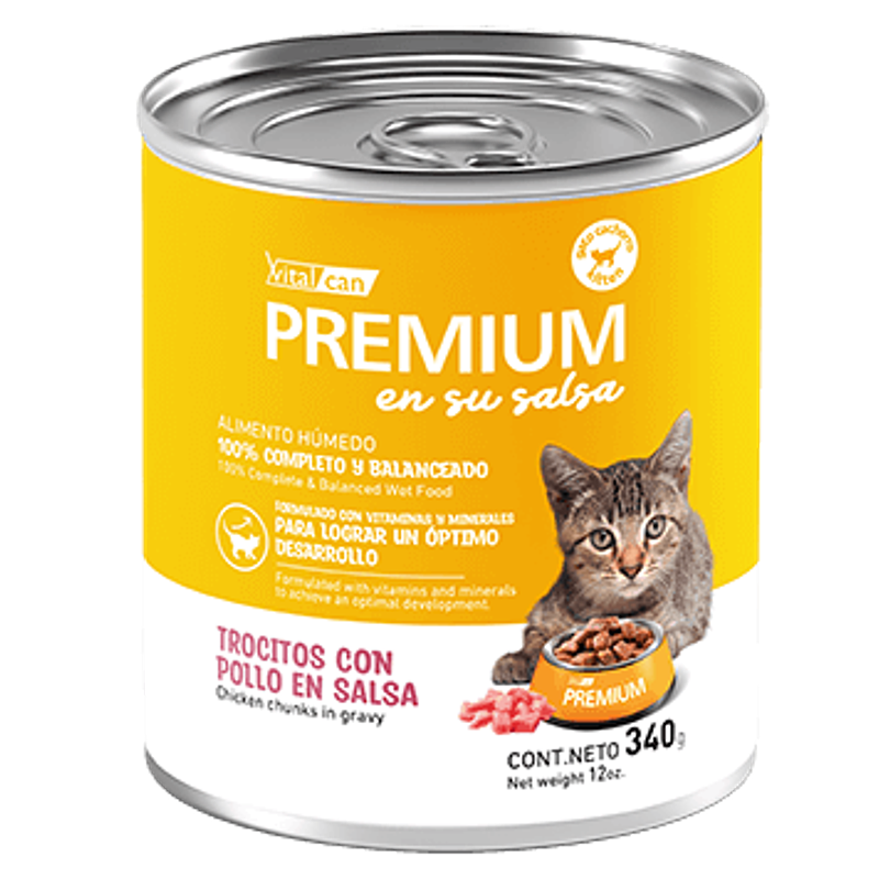 Pack 12 Latas Premium Kitten En Su Salsa Trocitos De Pollo 340 Gr 2