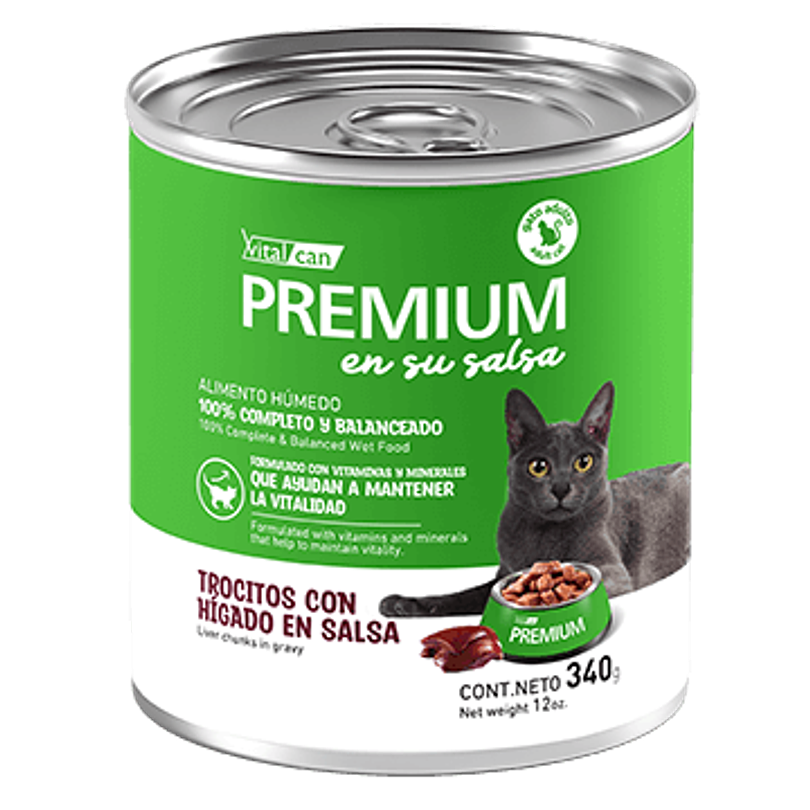 Pack 12 Latas Premium Gato Adulto En Su Salsa Trocitos De Higado 340 Gr 2