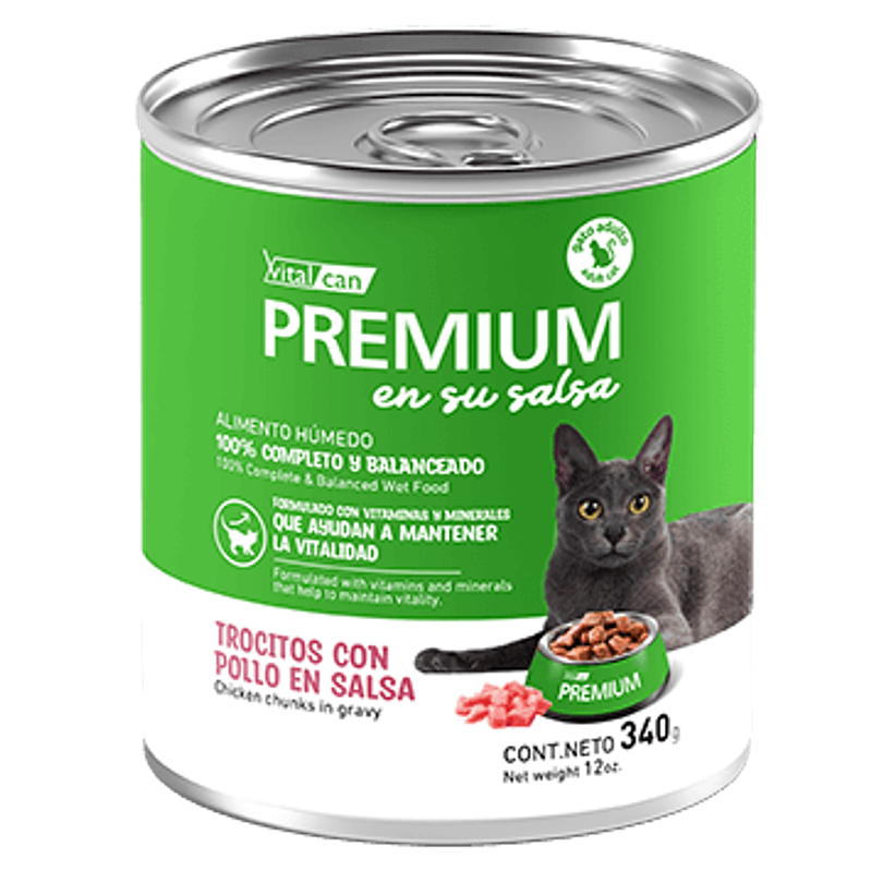 Pack 12 Latas Premium Gato Adulto En Su Salsa Trocitos De Pollo 340 Gr 2