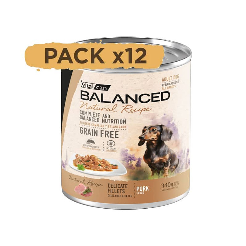 Pack 12 Latas Natural Recipe Filetes Cerdo Perro Adulto 340 Gr