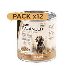 Pack 12 Latas Natural Recipe Filetes Salmón y Cordero Perro Adulto 340 Gr