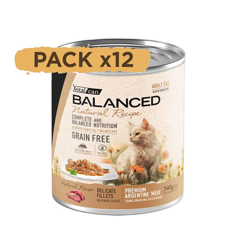 Pack 12 Latas Natural Recipe Filetes Carne Gato Adulto 340 Gr