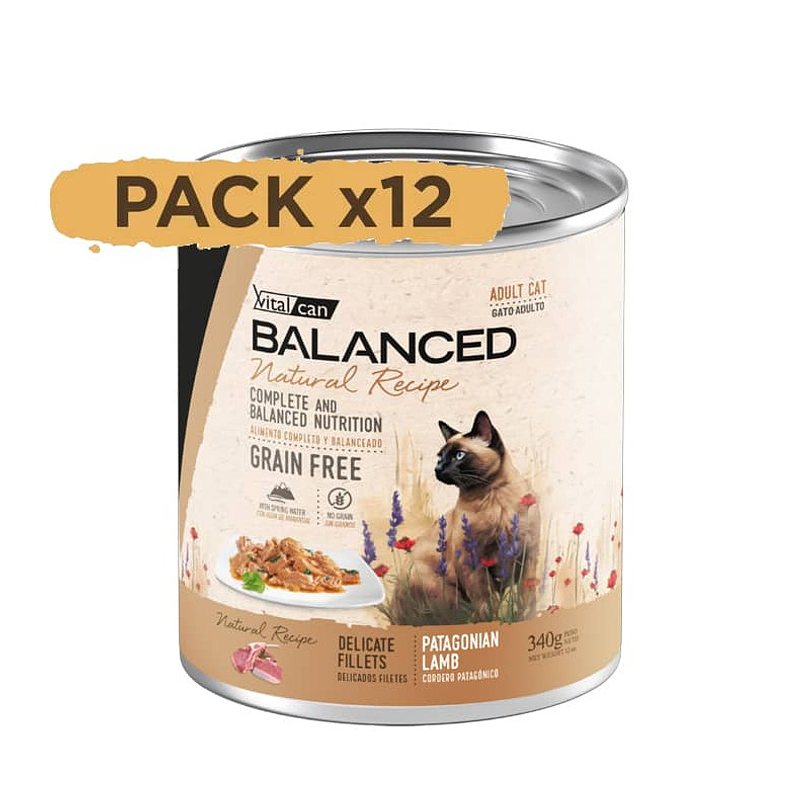 Pack 12 Latas Natural Recipe Filetes Cordero Gato Adulto 340 Gr
