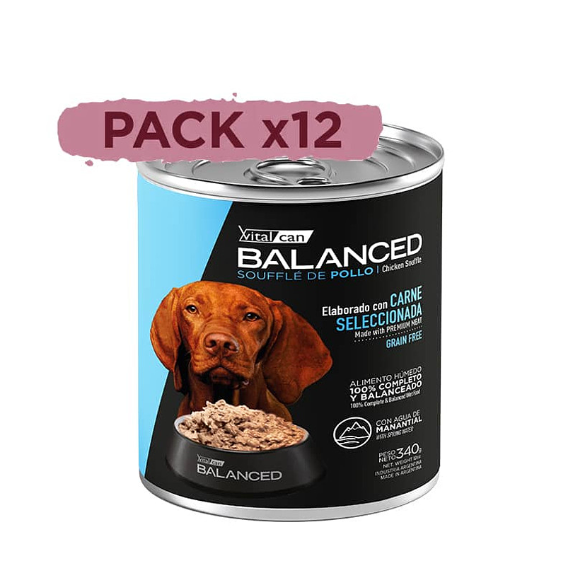Pack 12 Latas Balanced Perro Adulto Pollo 340 Gr