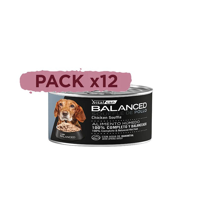 Pack 12 Latas Balanced Souffle Perro Senior Pollo 85 Gr