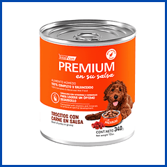 Premium Lata Cachorro En Su Salsa Trocitos De Carne 340 Gr