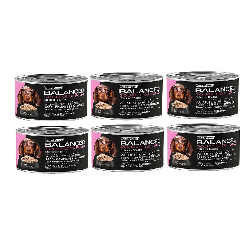 Pack 6 Latas Balanced Souffle Perro Cachorro Pollo 85 Gr 1