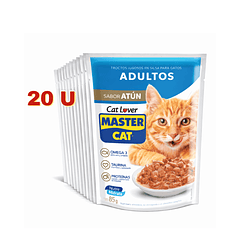Master Cat Display Trocitos Jugosos Adulto Sabor Atún 85 Gr x 20 U
