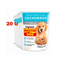 Alimento Húmedo Master Dog Display Trocitos Jugosos Cachorro Sabor Pollo 85 gr x 20 u