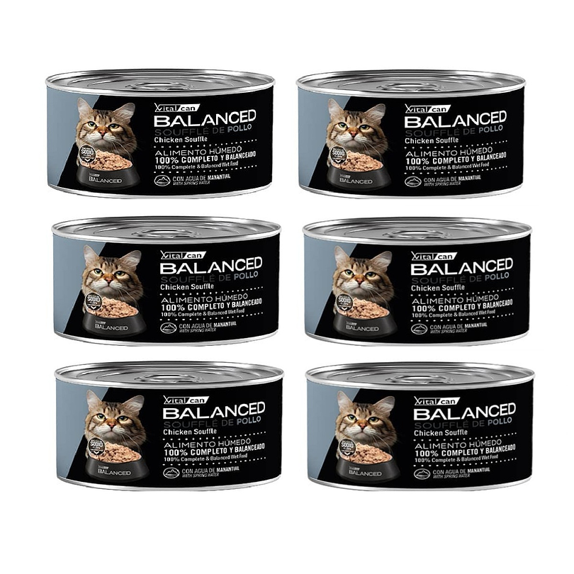 Pack 6 Latas Balanced Souffle Gato Senior Pollo 85 Gr