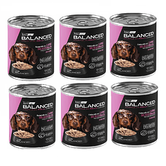 Pack 6 Latas Balanced Souffle Perro Cachorro Pollo 340 Gr