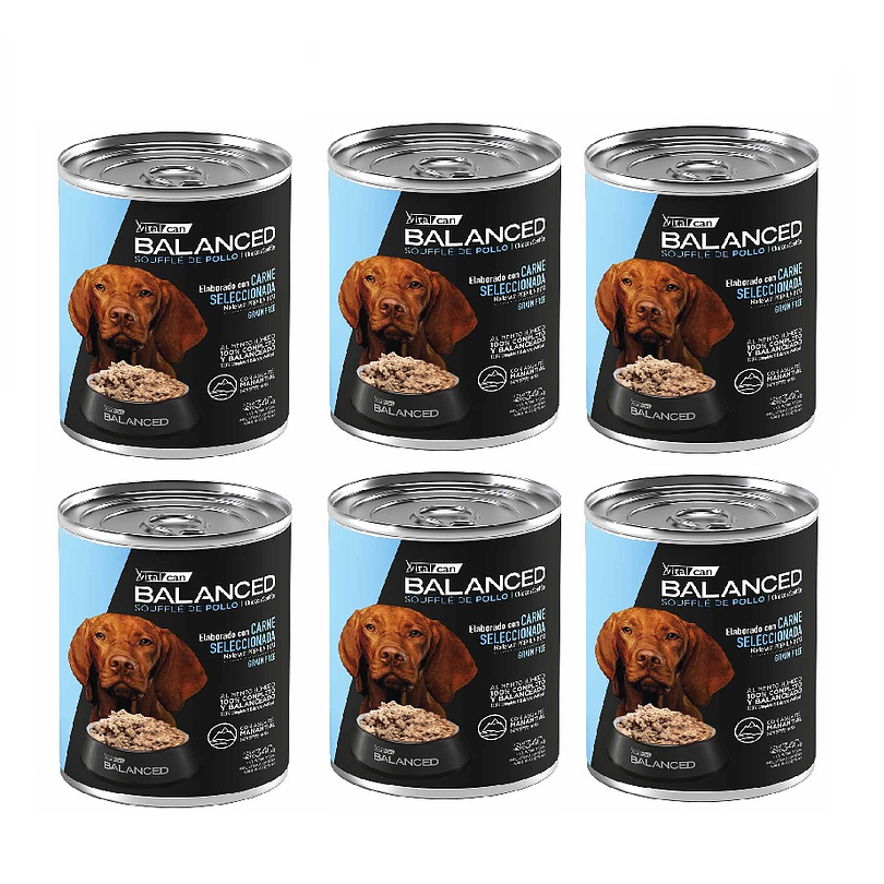 Pack 6 Latas Balanced Souffle Perro Adulto Pollo 340 Gr 1