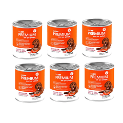 Pack 6 Latas Premium Cachorro En Su Salsa Trocitos De Pollo 340 Gr
