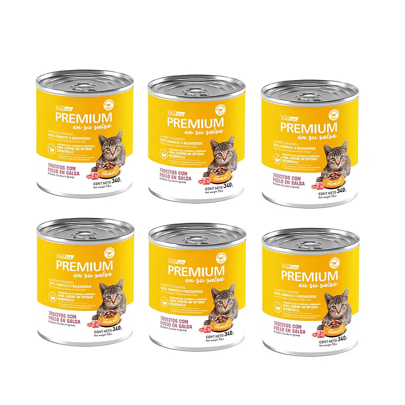 Pack 6 Latas Premium Kitten En Su Salsa Trocitos De Pollo 340 Gr 2