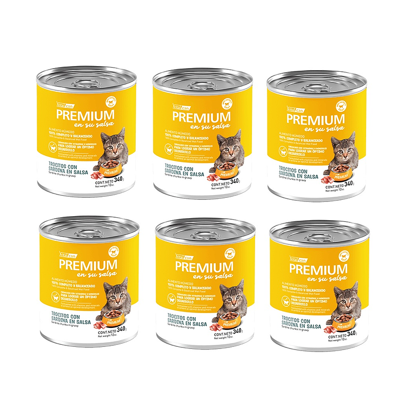 Pack 6 Latas Premium Kitten En Su Salsa Trocitos De Sardina 340 Gr 2