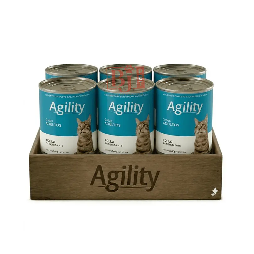 Pack 6 Latas Agility Gato Adulto Pollo 340 Gr 1