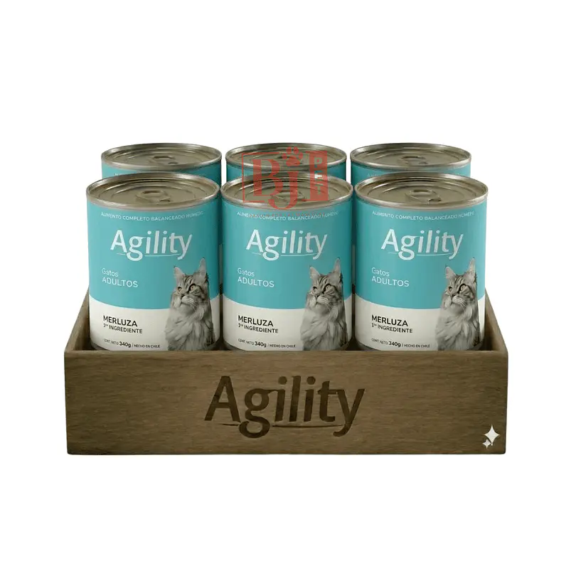Pack 6 Latas Agility Gato Adulto Merluza 340 Gr 1