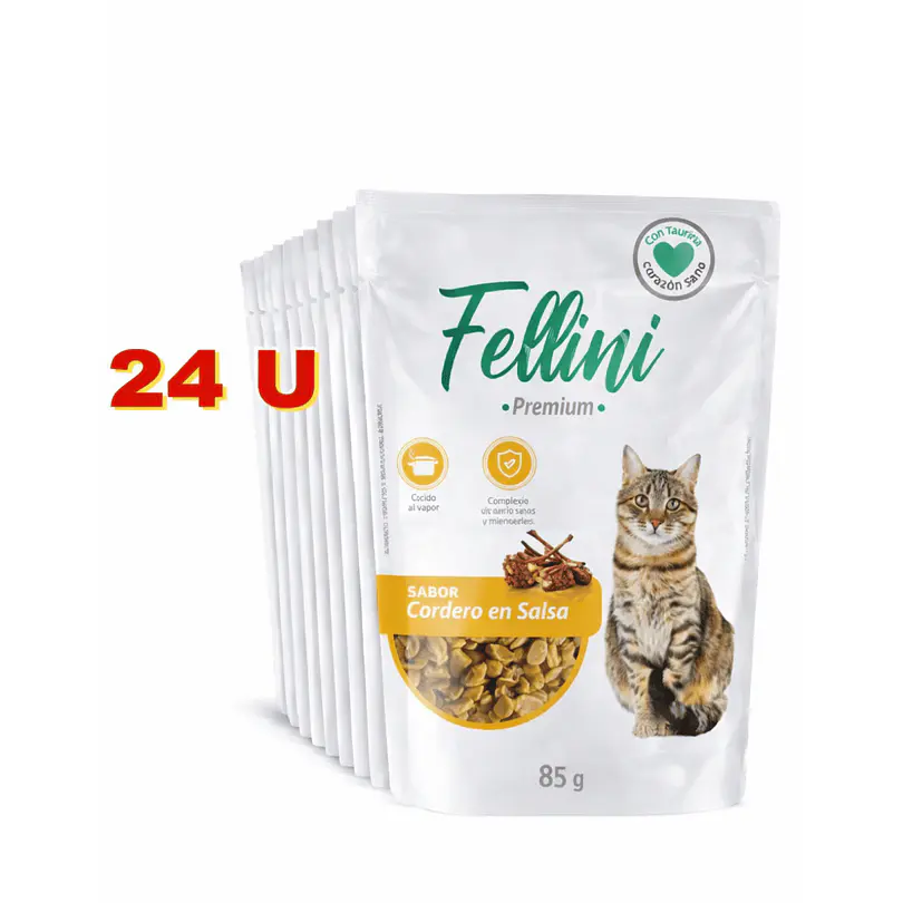 Pack Fellini Gato Cordero En Salsa 24 Pouch 1