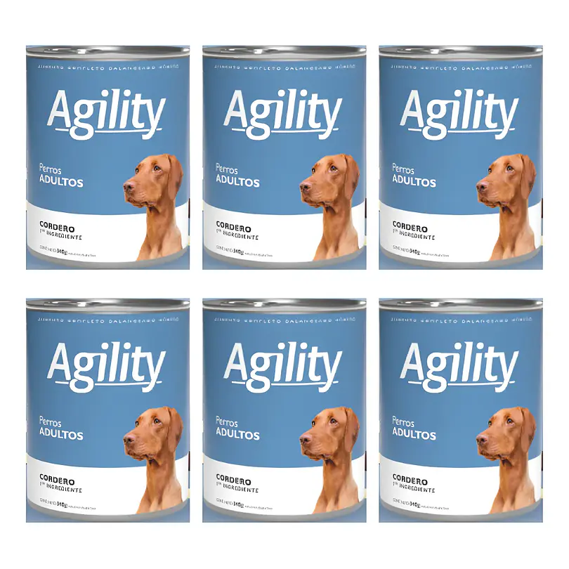 Pack 6 Latas Agility Perro Adulto Cordero 340 Gr 2