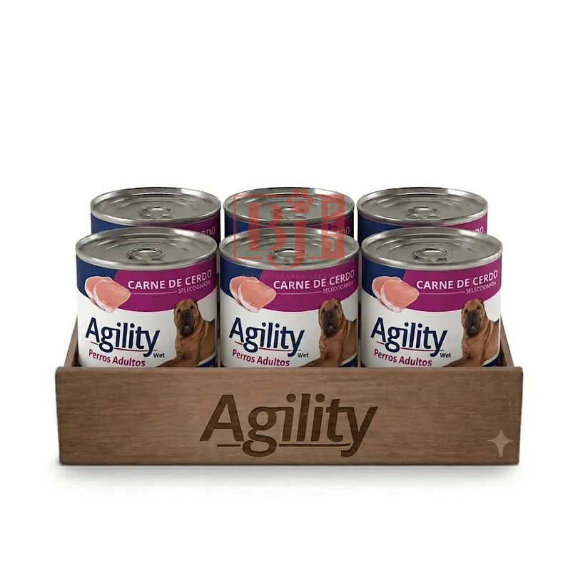 Pack 6 Latas Agility Perro Adulto Cerdo 340 Gr 1