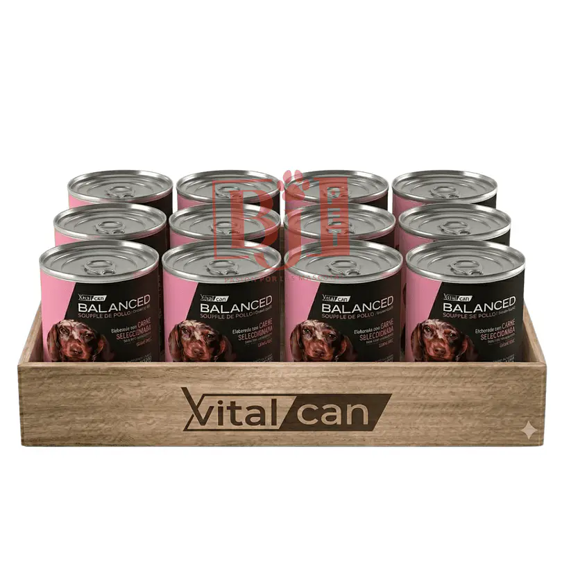 Pack 12 Latas Balanced Souffle Perro Cachorro Pollo 340 Gr 1