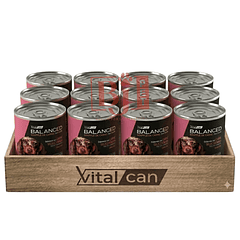 Pack 12 Latas Balanced Souffle Perro Cachorro Carne 340 Gr