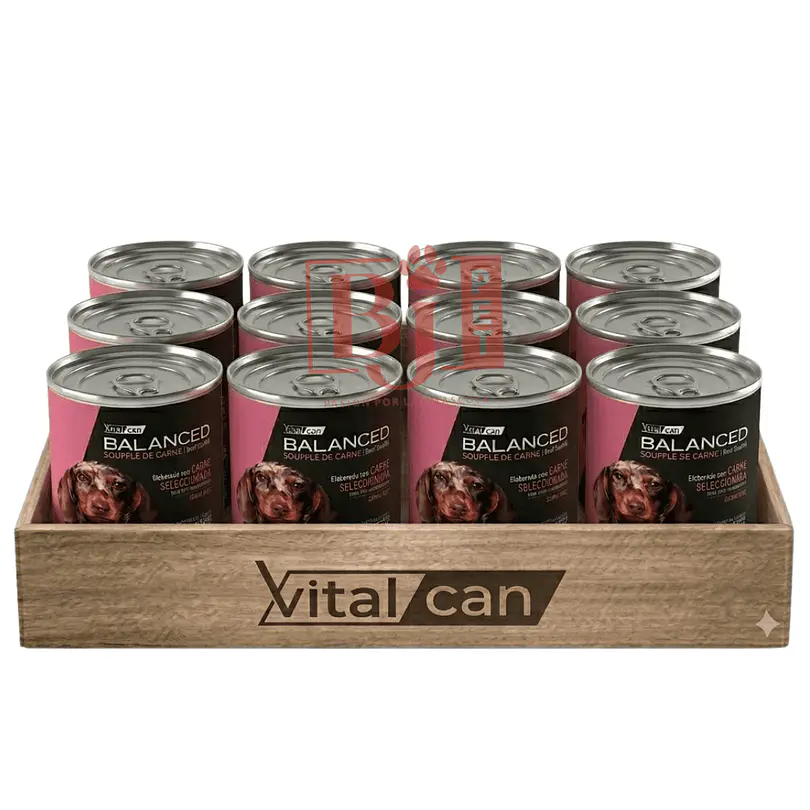 Pack 12 Latas Balanced Souffle Perro Cachorro Carne 340 Gr 1