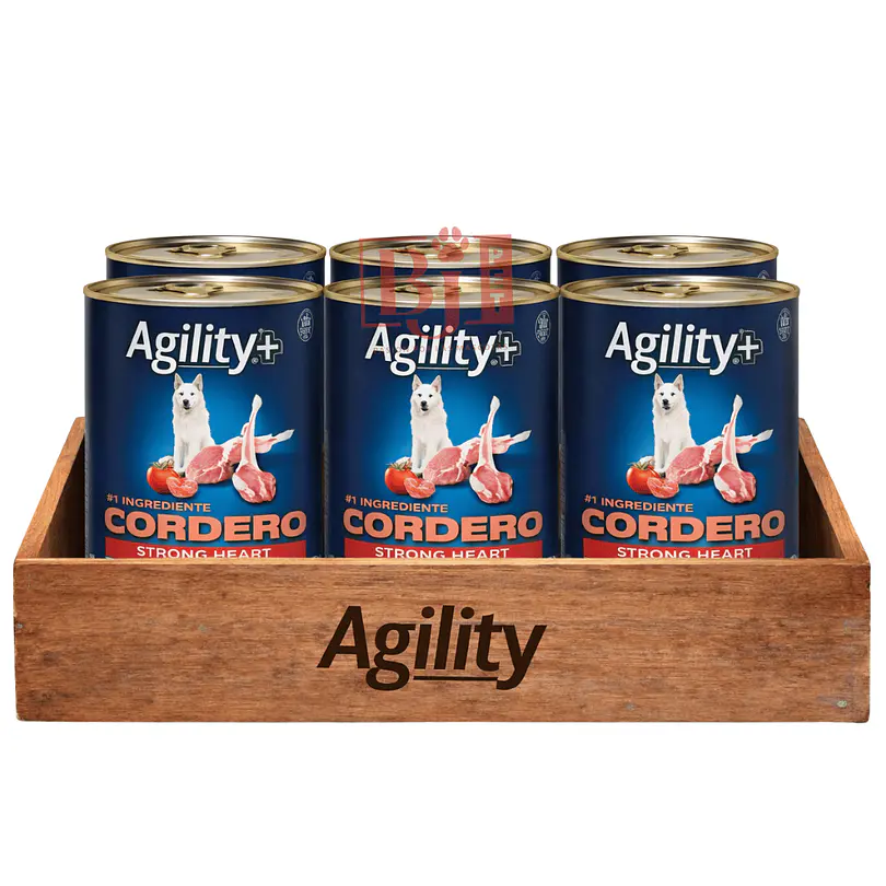 Pack 6 Latas Agility+ Perro Adulto  Strong Heart Cordero 340 Gr 1