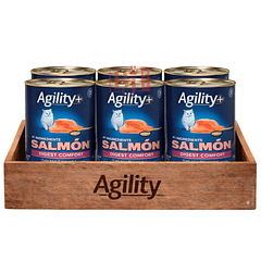 Pack 6 Latas Agility+ Gato Adulto Digest Comfort Salmon 340 Gr