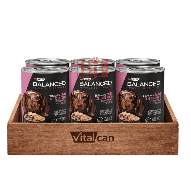 Pack 6 Latas Balanced Souffle Perro Cachorro Pollo 340 Gr 1