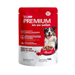Premium Pouch Perro Adulto En Su Salsa Trocitos De Carne 100 Gr