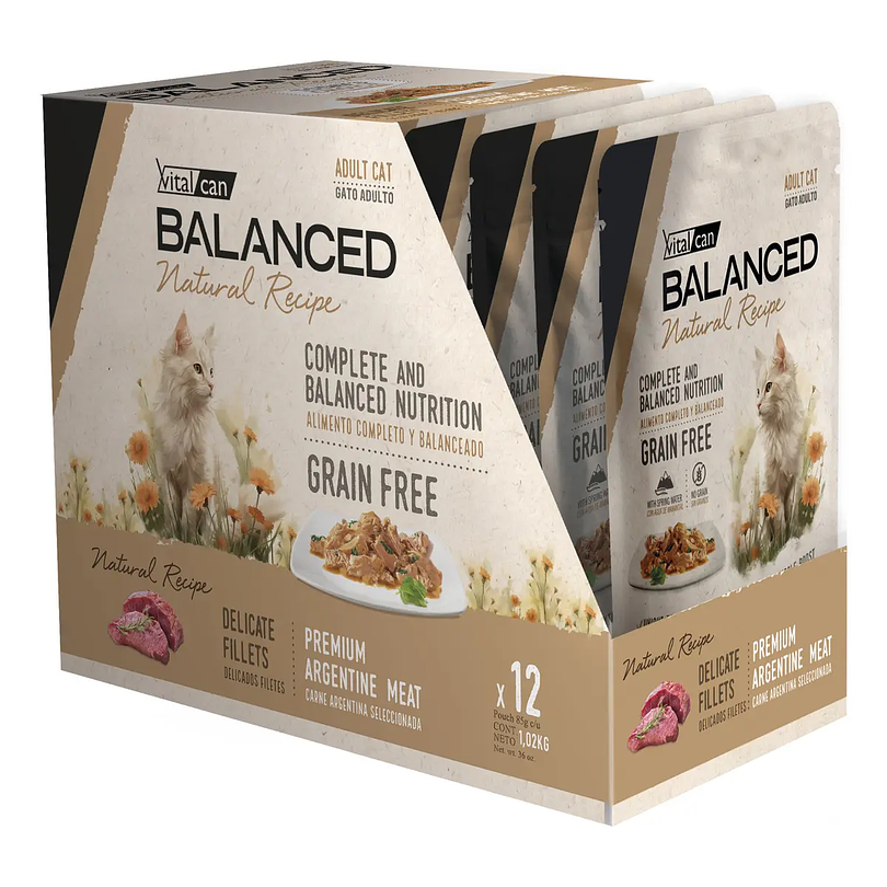 Pack 12 Pouch Natural Recipe Filetes Carne Gato Adulto 85 Gr 1