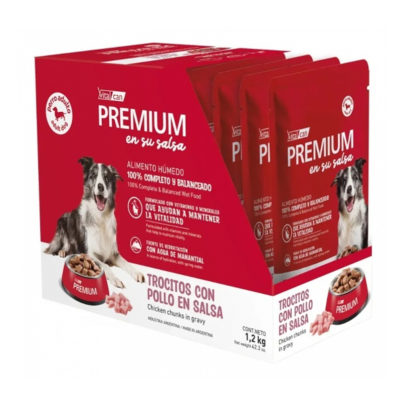 Pack 12 Pouch Premium Perro Adulto En Su Salsa Trocitos De Pollo 100 Gr 1