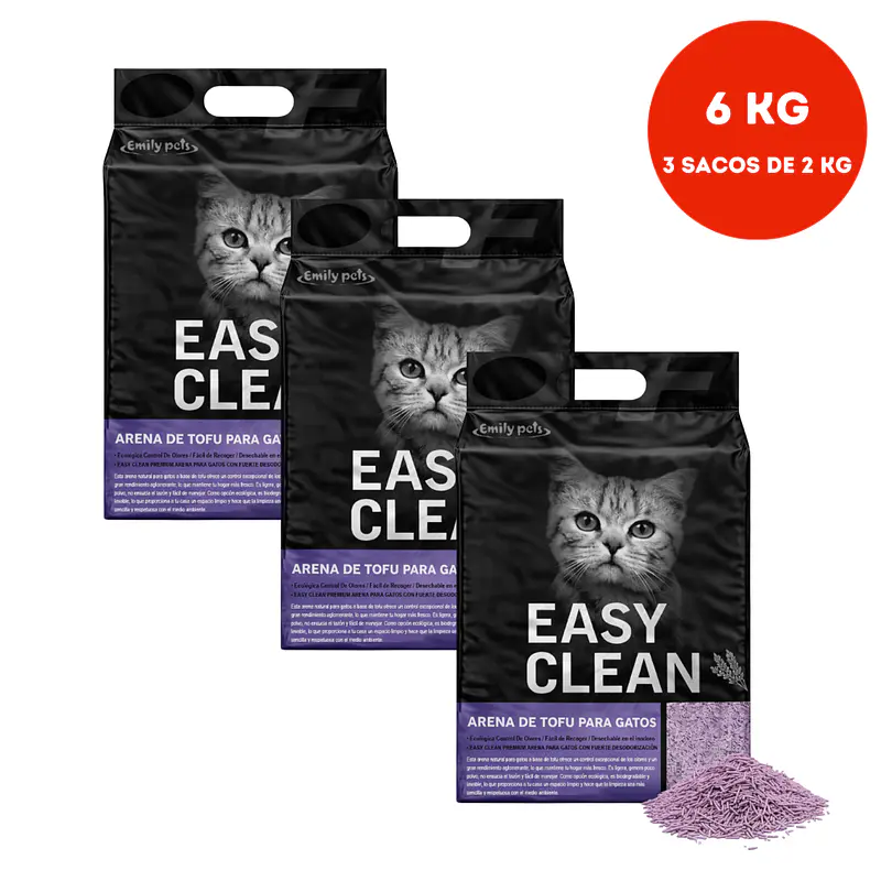 Easy Clean Arena Tofu Lavanda 3 x 2 Kg = 6 Kg 1