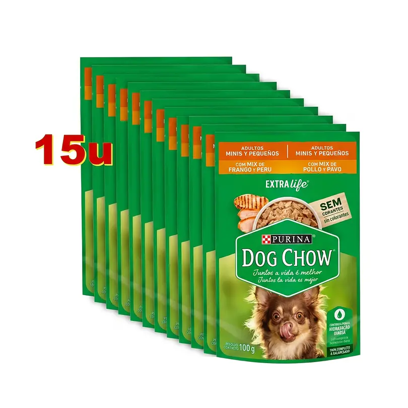 Dog Chow Display 15 Unidades Mini Y Peq Pollo Y Pavo 100 Gr 1