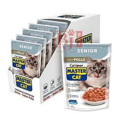 Master Cat Display Trocitos Jugosos Senior Sabor Pollo 85 Gr x 20 U