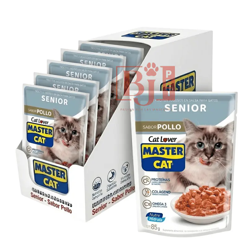 Master Cat Display Trocitos Jugosos Senior Sabor Pollo 85 Gr x 20 U 1