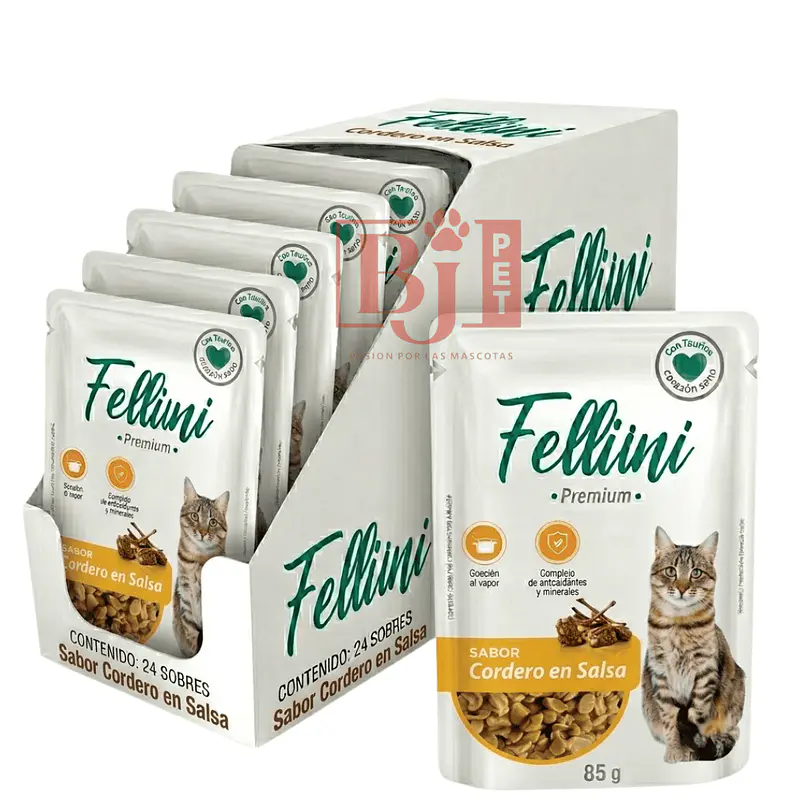 Pack 24 Pouch Fellini Gato Cordero En Salsa 85 Gr 1