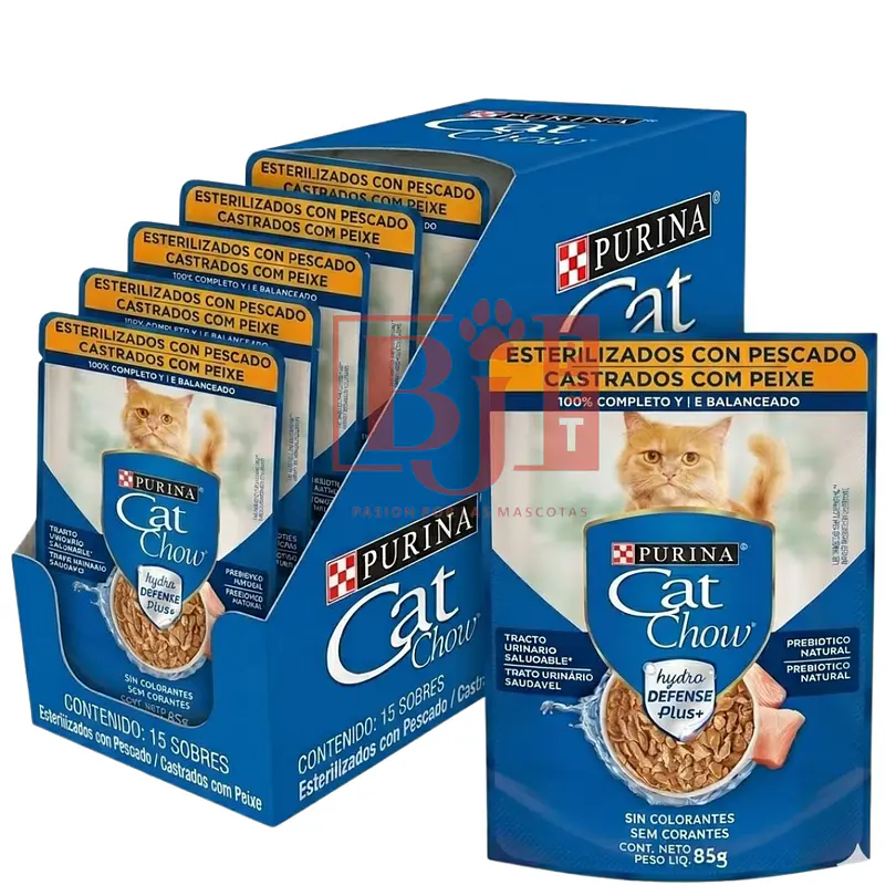 Pack 15 Pouch Cat Chow Esterilizado Pescado 85 Gr. 1