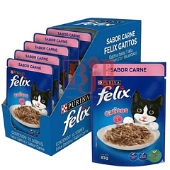 Pack 15 Pouch Felix  Gatitos Sabor Carne 85 Gr