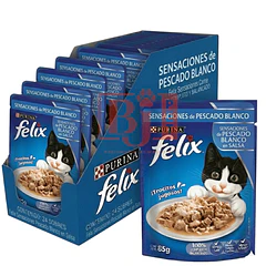 Pack 24 Pouch Felix  Adulto Pescado Blanco 85 Gr