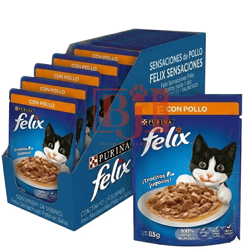 Pack 24 Pouch Felix  Adulto Pollo 85 Gr 1