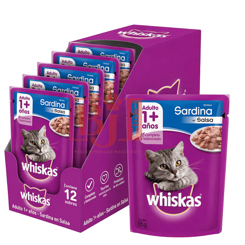 Alimento Húmedo Whiskas Sardina Caja 12 U 85 Gr 1