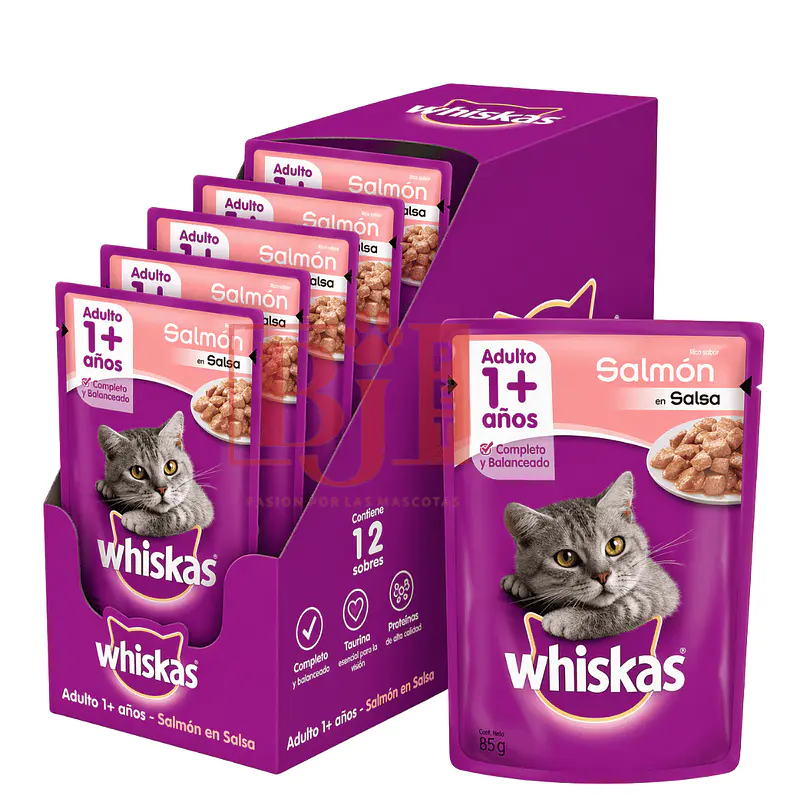Whiskas Salmon Caja Adulto 12 U 85 Gr 1