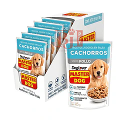 Alimento Húmedo Master Dog Display Trocitos Jugosos Cachorro Sabor Pollo 85 gr x 20 u