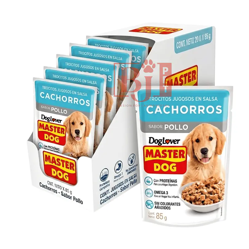 Alimento Húmedo Master Dog Display Trocitos Jugosos Cachorro Sabor Pollo 85 gr x 20 u 1